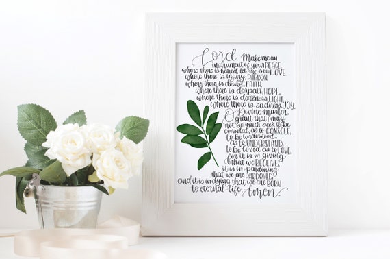 St. Francis Prayer, Full St. Francis Prayer, Olive Branch, Printable Wall Art, Digital Download, Lord Make Me An Instrument Of Your Peace