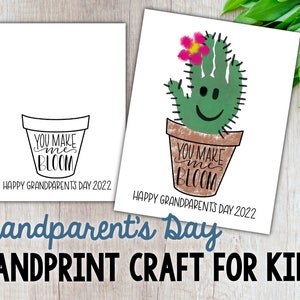 Grandparent’s Day Craft, DIY Handprint Craft, Grandparent’s Day Handprint, Cactus Handprint, Digital Download, Printable