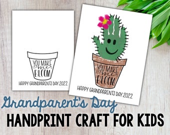 Grandparent’s Day Craft, DIY Handprint Craft, Grandparent’s Day Handprint, Cactus Handprint, Digital Download, Printable