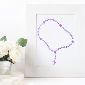 Purple Rosary- Printable Wall Art- Catholic Art- Digital Download- Lent- Prayer- Hand Drawn