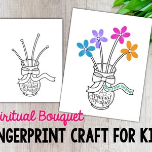 Spiritueller Blumenstrauß Fingerabdruck Handwerk, digitaler Download, druckbar