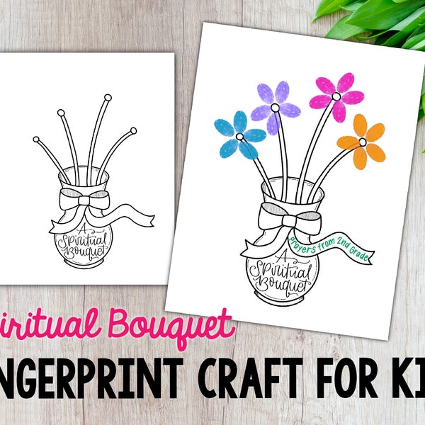 Spiritual Bouquet Fingerprint Craft, Digital Download, Printable