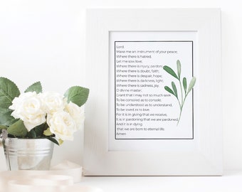 St. Francis Prayer, Simple Design, Catholic Home Decor, Printable Wall Art, Digital Download, Lord Make Me An Instrument Of Your Peace