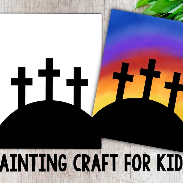 Cross Painting Craft for Kids, Good Friday, Lent, Sunday School, Digital Download, Printable Craft