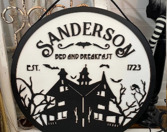 SVG Laser Cut File Digital Download Sanderson Bed and Breakfast Spooky Halloween House Silhouette