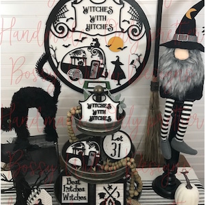 SVG Laser Cut File Digital Download Witches With Hitches Tier Tray Set