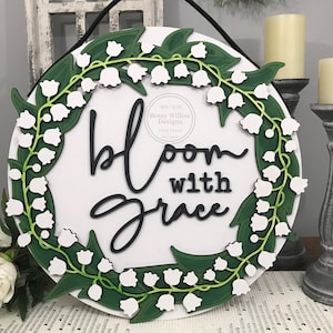 SVG Laser Digital Download Cut File Bloom With Grace Lily Of The Valley Wreath Layered Design