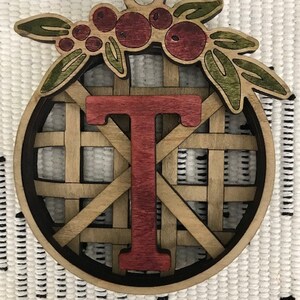 SVG Digital Instant Download Laser Cut File Farmhouse Round Tobacco Basket Personalized Christmas Tree Ornament