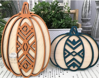 SVG Digital Instant Download Laser Cut File Boho Tribal Pumpkin Set on Stands for 6mm