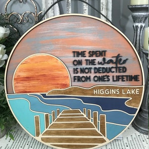 SVG Digital Instant Download Laser Cut File Time Spent On The Water Personalized Lake House Sign