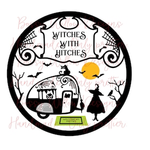 SVG Laser Cut File Digital Download Brujas con enganches Signo redondo