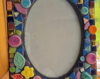 Mosaic work table top picture frame/photo display