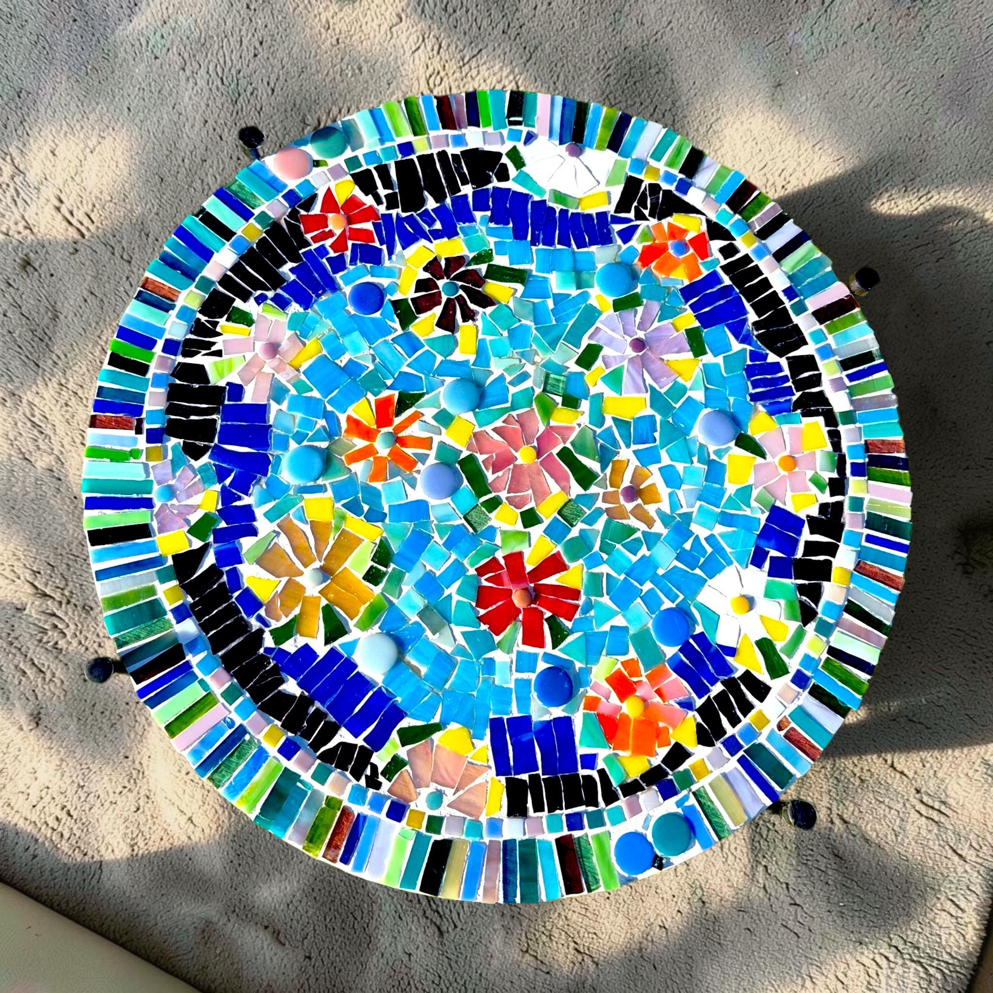 Glass Mosaic Side Table - Etsy