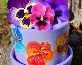Handpainted terracotta plant pot/planter/indoor planter