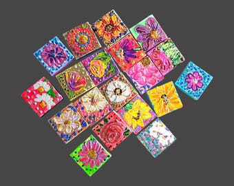 Handpainted mini canvas fridge magnets