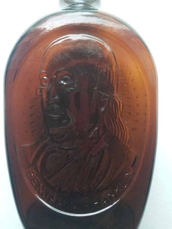 Log Cabin Syrup Benjamin Franklin Bottle Brown Amber Vintage Etsy