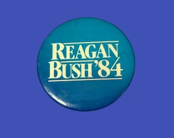 Reagan Bush '84 Campaign Button Pinback Pin Badge Vintage 1984 Original GOP