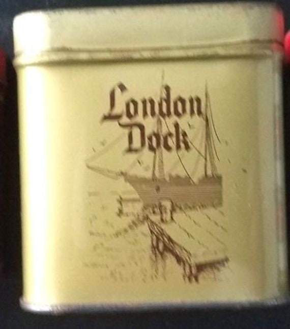 1 oz tobacco tin London Dock Smoking Tobacco 1 OZ Tobacco Tin Lift Up Top Vintage Empty