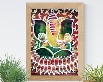 Ganesha Art, Ganpati Wall Art, Ganesha Art Print, Abstract Indian Painting, Hindu God Art ,Contemporary Indian Art, Home Decor Gift