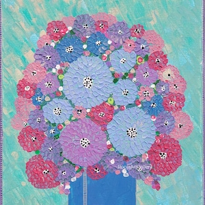 Acrylic Flower painting, Abstract Flower Canvas Painting ,Impasto flowers Painting ,Palette knife painting, Floral Wall Art, Home Decor Gift