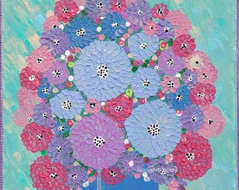 Impasto Floral Painting, Abstract Acrylic Flower Art, 9x12