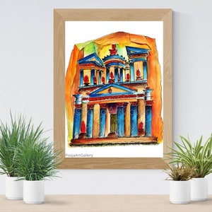 Petra Jordan Fine Art Print, Petra Jordan Original Watercolor Art Print ,City art, Petra Jordan Illustration Print, Handmade Travel Gift