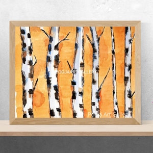 Forest Print, Forest Painting, Enchanted Forest, Birch Tree Painting, Forest Art, Landscape Painting, Landscape Print, Birch Tree Wall Decal