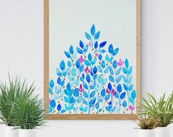 Hand painted Watercolor Flower painting, Watercolor Leaves Painting, Spring Decor, Floral Wall Art, Abstract Watercolor Art, Nature Art