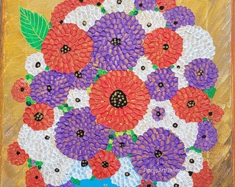 Original Impasto Flower Painting, Textured Floral Vase Art (9x12)