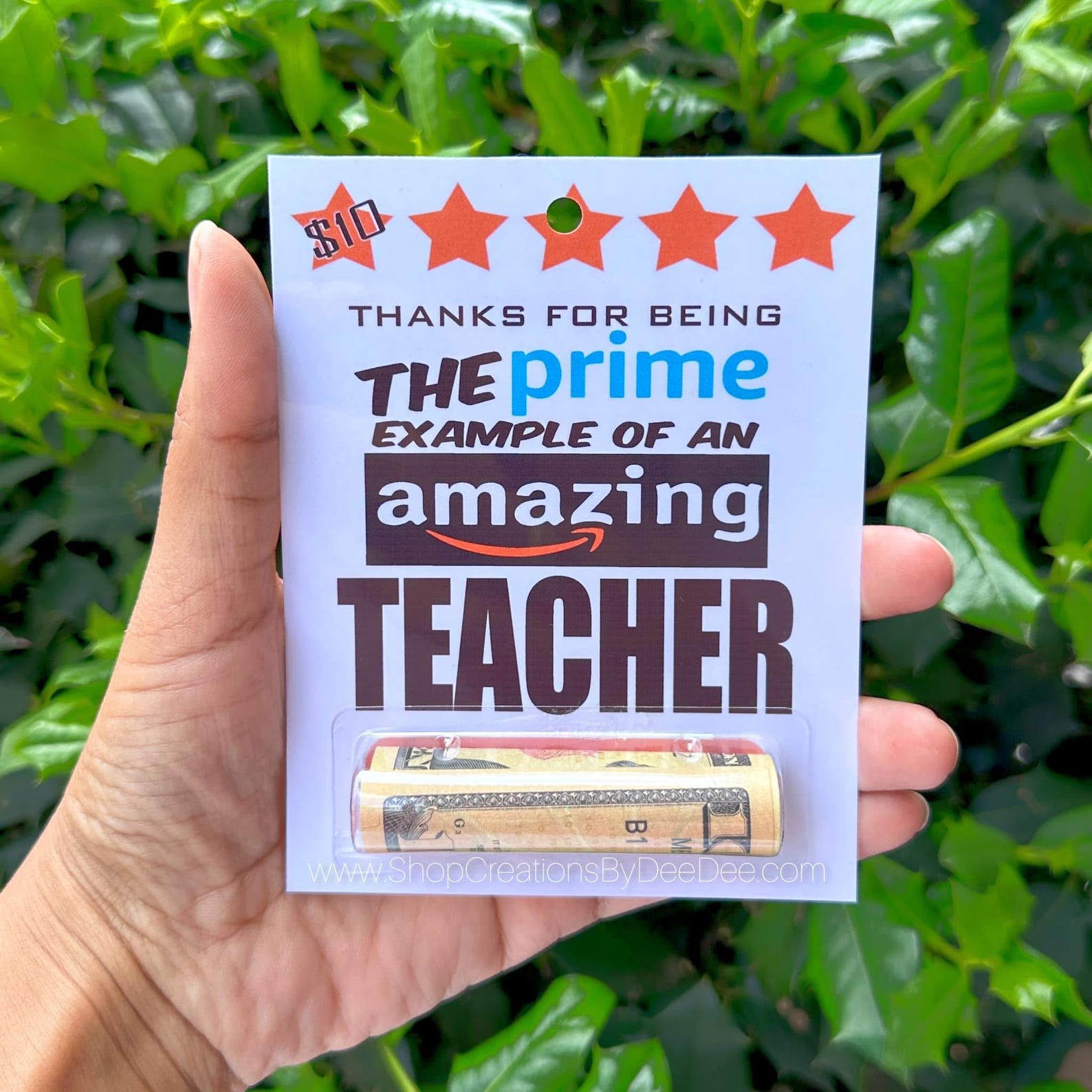 Prime Example Teacher Appreciation Money Holder Card, Teacher Digital ...