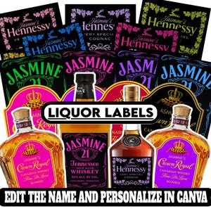 Liquor Bottle Label Template – Editable Sticker Canva Design | Printable Wine Alcohol Label Digital Download