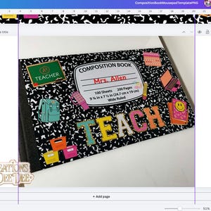 Editable Teacher Mousepad Composition Notebook Template Canva | Teachers Appreciation Sublimation Mousepad 24x14in | Instant Download image 3