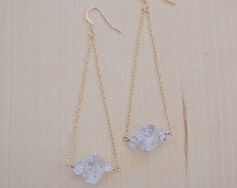 Herkimer Diamond Drop Earrings, 14k Gold Fill or Sterling Silver