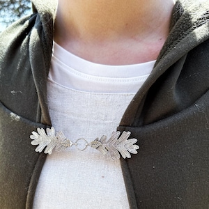 NEW Silver Oak Leaf Cloak Clasp &quot;Terebinth&quot; | Renaissance Fair Outfit | Cape Closure | Sweater Clips | Ren Faire Cosplay Accessories | K-206