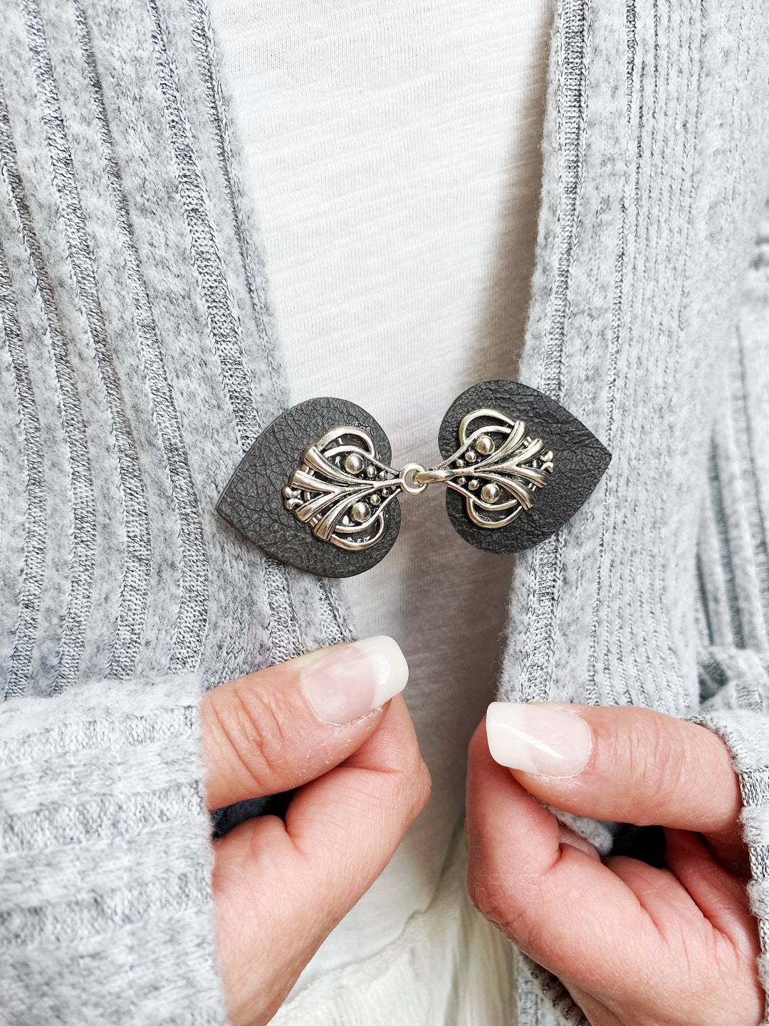 Cinch Clip Waist Cincher Silver on Gray Leather Dress Etsy