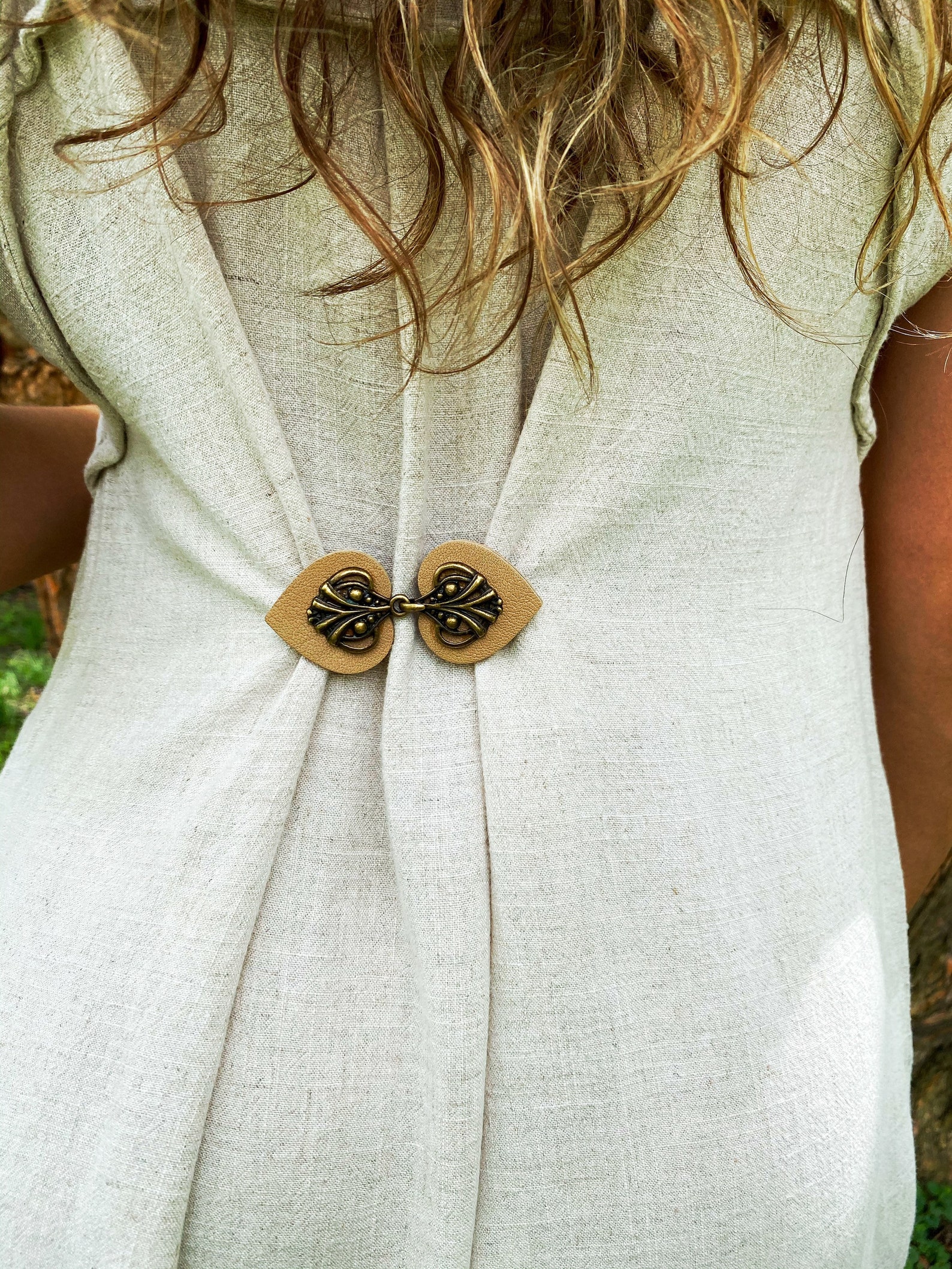 Cinch Clip Waist Cincher Bronze on Beige Leather Dress Etsy
