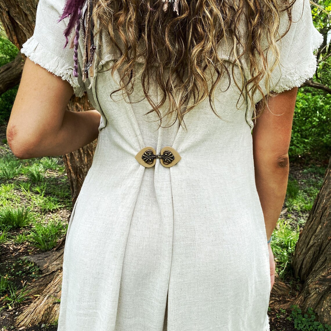 Cinch Clip Waist Cincher Bronze on Beige Leather Dress Etsy