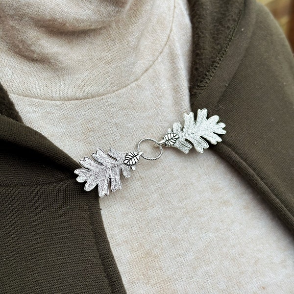 NEW Silver Oak Leaf Cloak Clasp "Terebinth" | Renaissance Fair Outfit | Cape Closure | Sweater Clips | Ren Faire Cosplay Accessories | K-206