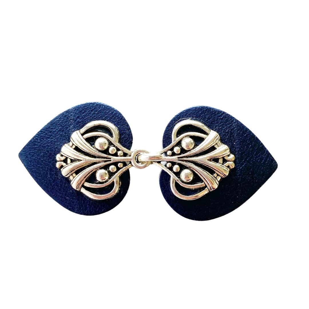 Cinch Clip Waist Cincher Silver on Navy Blue Leather Dress Clips Cloak