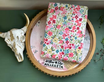 Floral Padded Booksleeve: Wildflower Patch Book Protector with Pocket