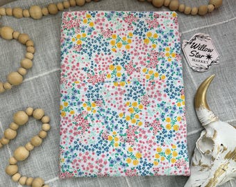 Floral Padded Booksleeve: Pink Pastel Book Protector with Pocket