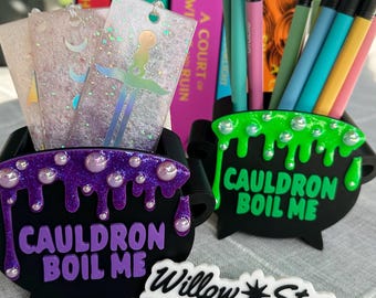Cauldron Bookmark and Pencil Holder | Romantasy Desk Decor