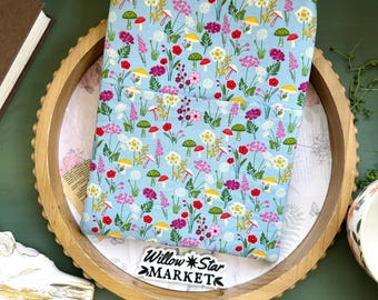 Mushroom Floral Padded Booksleeve | Book Protector | Paperback Cover | Hard Cover Sleeve | Gift for Reader