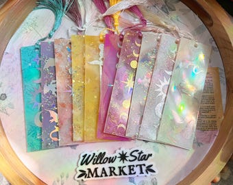Romantasy & Celestial Resin Bookmarks | Sword | Dragon | Moon | Reader Gift