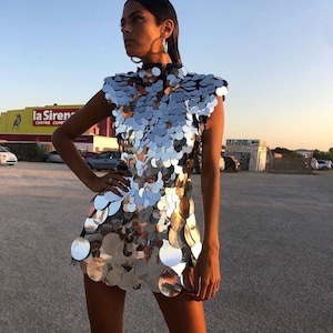 silver rave dress Womens Faux Leather Shiny Metallic Stand Collar Back Zippered Clubwear for Lyrical Dance Costumes,Silver,M : Clothing, Shoes & Jewelry two pieces music festival rave outfits clubwear dance party clothes costume set Olivia Silver Metallic Sequin Party