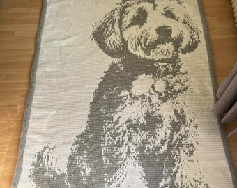 Padrão de crochê em mosaico sobreposto, cachorro Cockapoo, padrão escrito em PDF linha por linha, Big Chart Xs, download instantâneo
