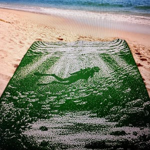 DIVER CITY, overlay mosaic crochet blanket, written pattern row by row, big chart with Xs, English, Spanish, German, Dutch