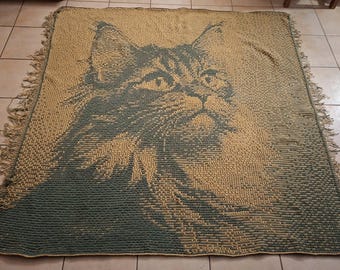 Overlay Mosaic Crochet pattern, "Brown Cat", PDF written pattern row by row, Big chart, English, Spanish, Dutch and German