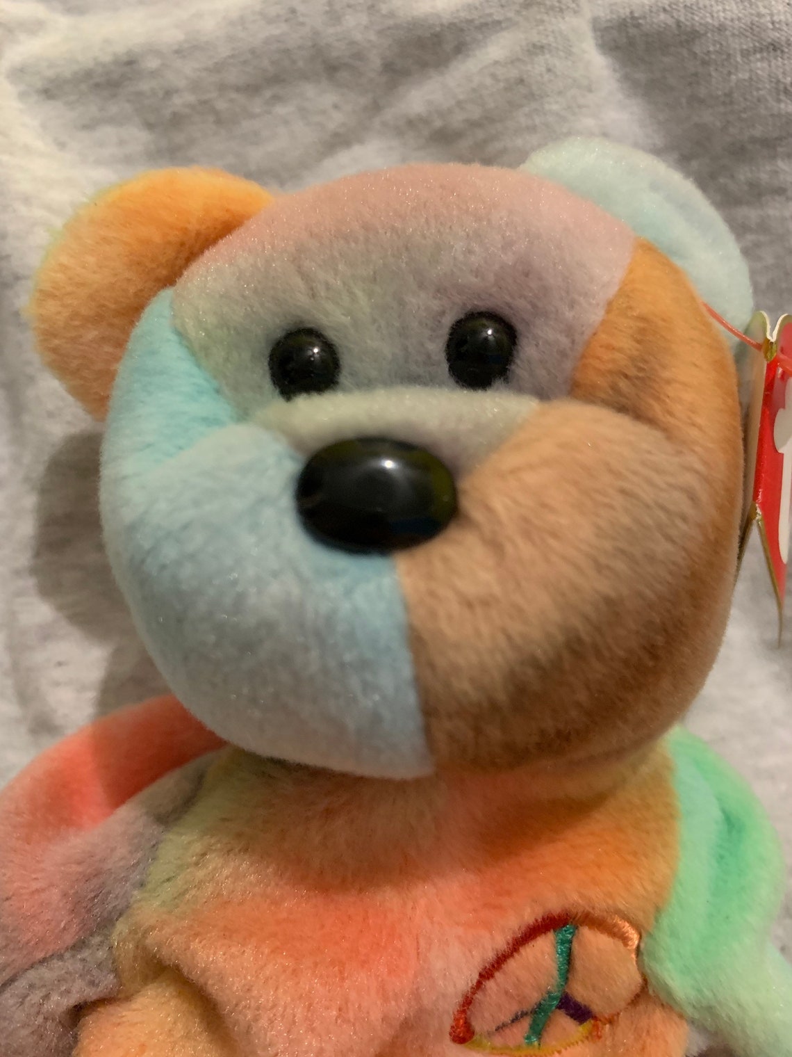 1996 Peach Tie Dye TY Peace Beanie Baby with Tag Errors RARE Etsy