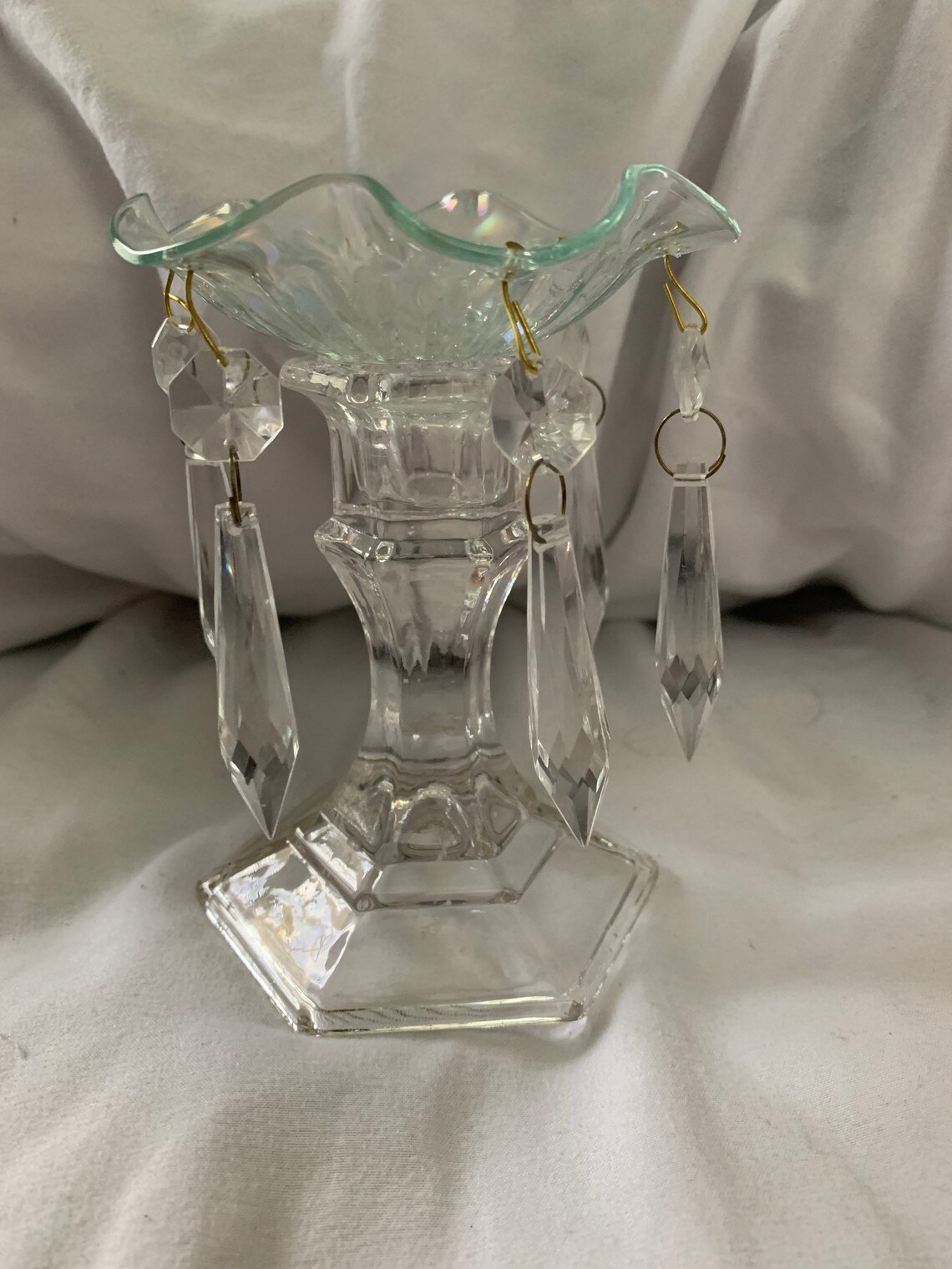 Set of Two 2 Bobeches / Prism / Crystal Candle Holders / Wax Etsy